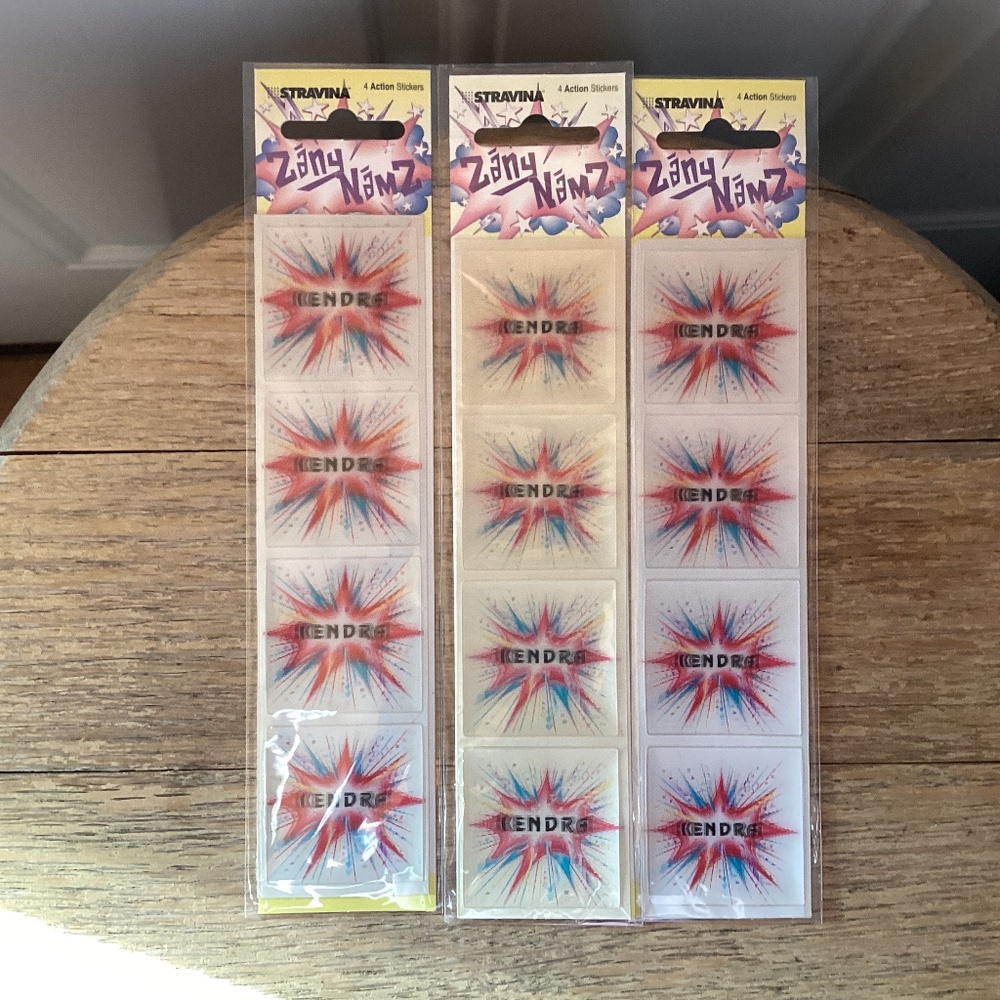New Zany Namz Action Stickers KENDRA Hologram Name Vintage 1998 by Stravina